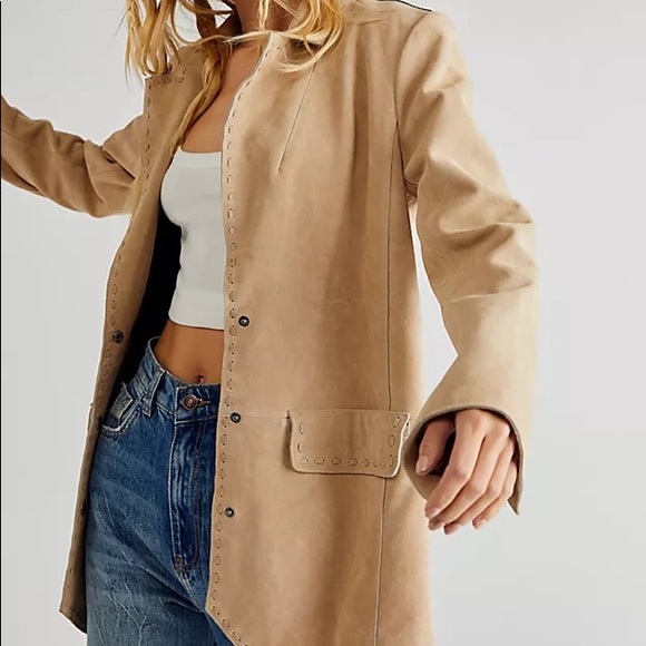 NWT Free People Shooting Star Suede Patchwork Blazer Jacket Z333-5 - Picture 2 of 5
